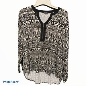 Hannah Hi-Lo Black & White Blouse